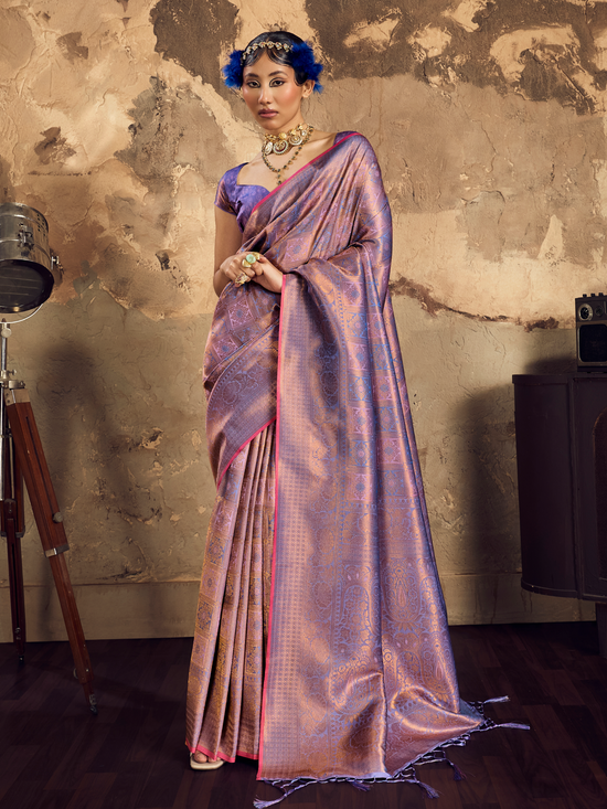 Lilac Purple Banarasi Soft Silk Saree