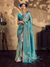 Aqua Blue Banarasi Soft Silk Saree