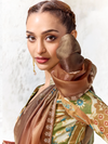 Olive Green Embroidered Designer Organza Silk Saree
