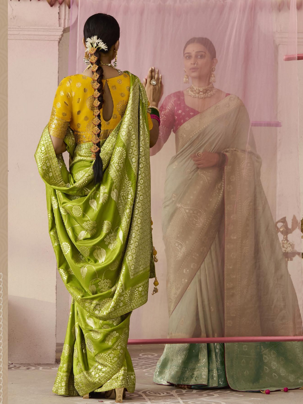 Mehendi Green Banarasi Dola Silk Saree