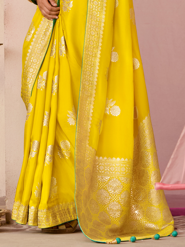 Yellow Banarasi Dola Silk Saree