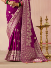 Wine Purple Banarasi Dola Silk Saree
