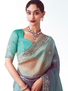 Multicolor Embroidered Designer Organza Silk Saree