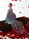 Multicolor Embroidered Designer Organza Silk Saree