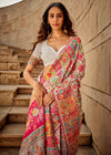 Ivory White Kashmiri Jamawar Silk Saree