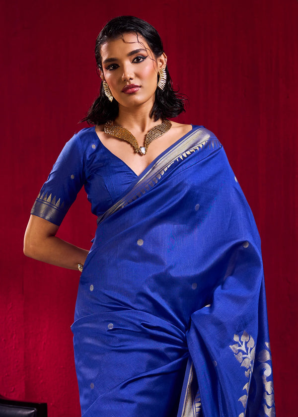 Royal Blue Banarasi Silk Saree