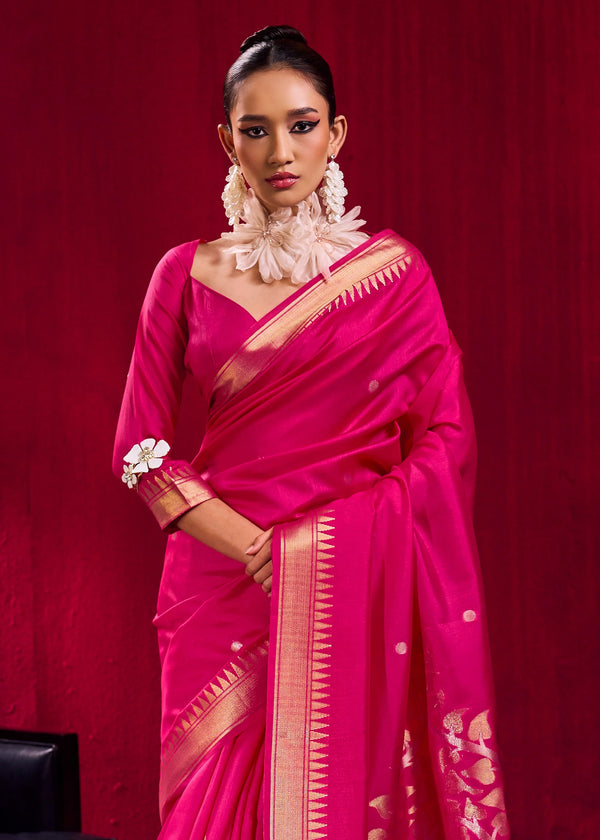 Rani Pink Banarasi Silk Saree