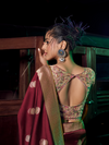Maroon Banarasi Satin Silk Saree With Contrast Blouse