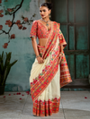 Ivory Kashmiri Cotton Silk Saree With Contrast Blouse