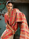 Ivory Kashmiri Cotton Silk Saree With Contrast Blouse