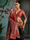 Black Kashmiri Cotton Silk Saree With Contrast Blouse