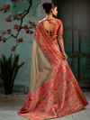 Chiku Beige Kashmiri Cotton Silk Saree With Contrast Blouse