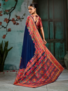 Navy Blue Kashmiri Cotton Silk Saree With Contrast Blouse