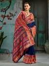 Navy Blue Kashmiri Cotton Silk Saree With Contrast Blouse