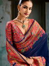 Navy Blue Kashmiri Cotton Silk Saree With Contrast Blouse