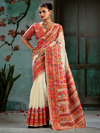 Ivory Kashmiri Cotton Silk Saree With Contrast Blouse