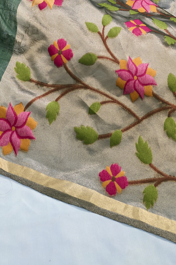 Forest Green Paithani Cotton Silk Saree