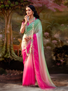 Pink Embroidered Designer Organza Silk Saree With Contrast Blouse