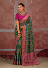 Bottle Green Embroidered Designer Satin Silk Saree