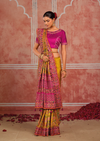 Mustard Yellow Embroidered Designer Satin Silk Saree