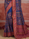 Royal Blue Embroidered Designer Satin Silk Saree