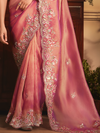 Rose Pink Tissue Organza Saree