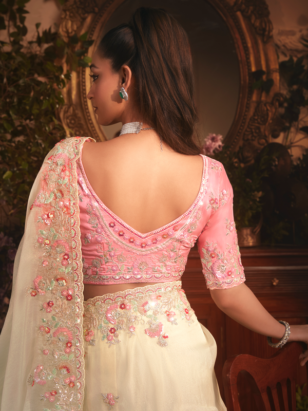 Off White Organza Silk Saree