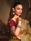 Olive Green Tissue Silk Saree