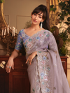 Lilac Organza Silk Saree