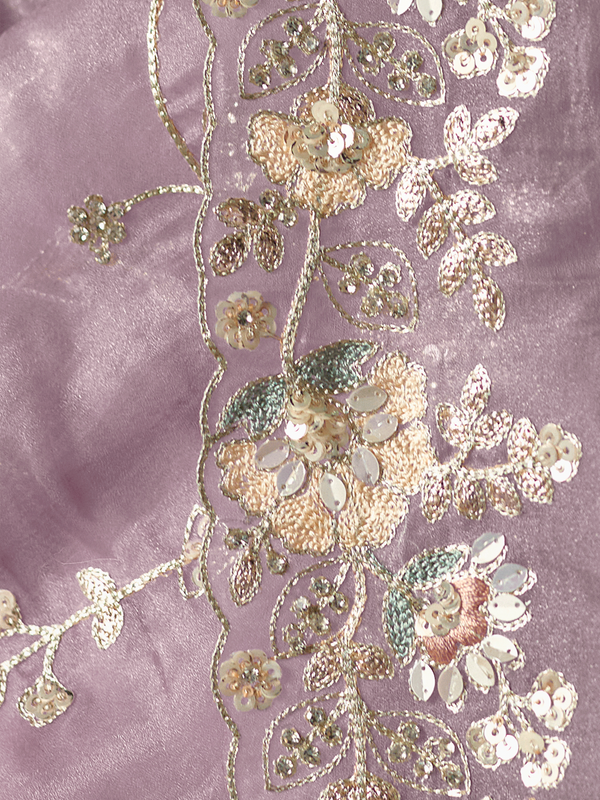 Lavender Organza Silk Saree