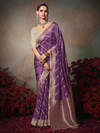 Violet Purple Banarasi Satin Silk Saree