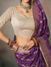 Violet Purple Banarasi Satin Silk Saree