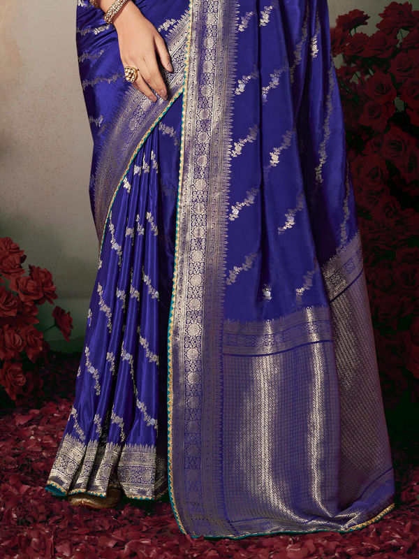 Royal Blue Banarasi Satin Silk Saree