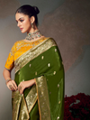 Mehendi Green Banarasi Satin Silk Saree