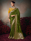 Mehendi Green Banarasi Satin Silk Saree