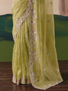 Lime Green Organza Silk Saree