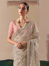 Champagne Organza Silk Saree