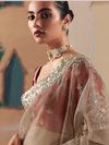Beige Organza Silk Saree