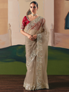 Beige Organza Silk Saree