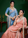 Peach Pink Banarasi Tissue Silk Saree