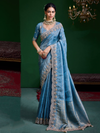 Sky Blue Banarasi Tissue Silk Saree