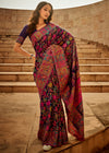 Deep Navy Kashmiri Jamawar Silk Saree