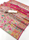 Ivory White Kashmiri Jamawar Silk Saree