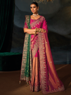 Rani Pink Embroidered Designer Tissue Silk Saree