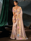 Rose Gold Embroidered Designer Tissue Silk Saree