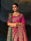 Rani Pink Embroidered Designer Tissue Silk Saree