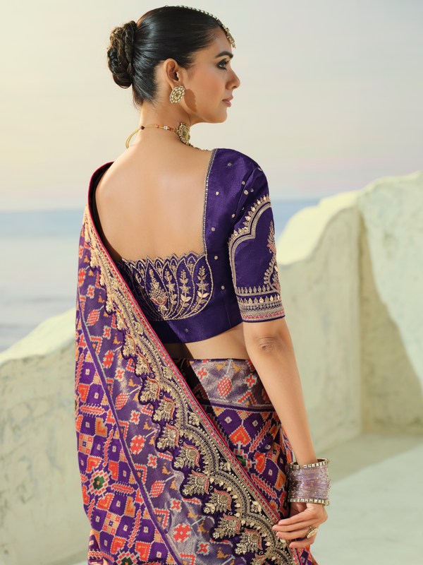 Deep Purple Patola Silk Saree