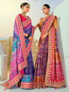 Royal Purple Patola Silk Saree With Contrast Blouse