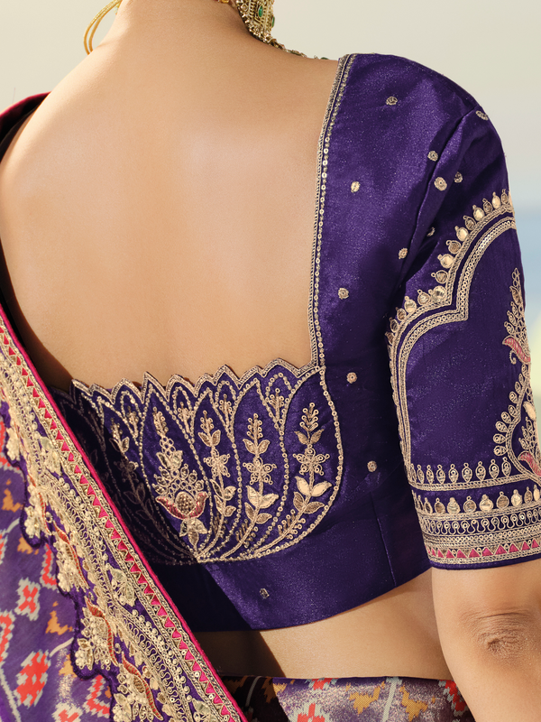 Deep Purple Patola Silk Saree