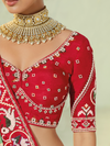 Ivory Cream Patola Silk Saree With Contrast Blouse